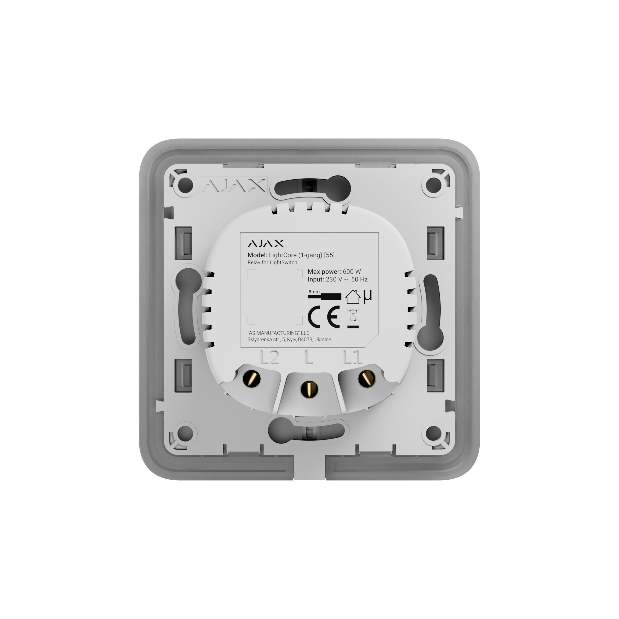 AJAX SECURITY - LIGHTCORE (1-GANG) SMART SWITCH, SOLOBUTTON NOT INCLUDED | AJAX-LC-1-GANG - Image 3