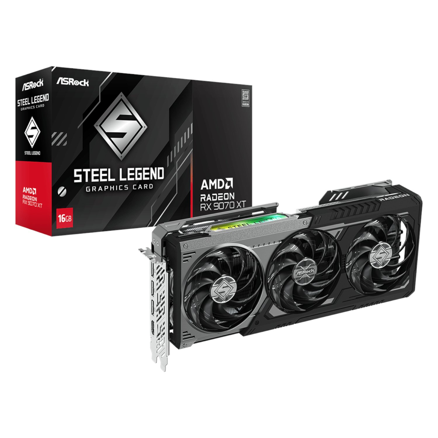 ASRock ASRock Radeon RX9070 XT Steel Legend Dark 16GB Graphics Card (RX9070XTSTEELLEGENDDARK16) – product image