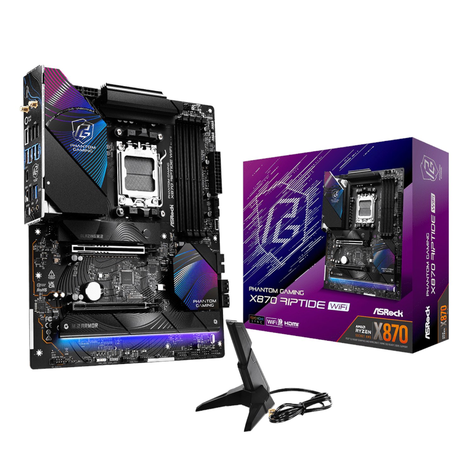 ASRock ASRock X870 Riptide AM5 Wi-Fi Phantom Gaming Motherboard (X870-RIPTIDEWIFI) – product image