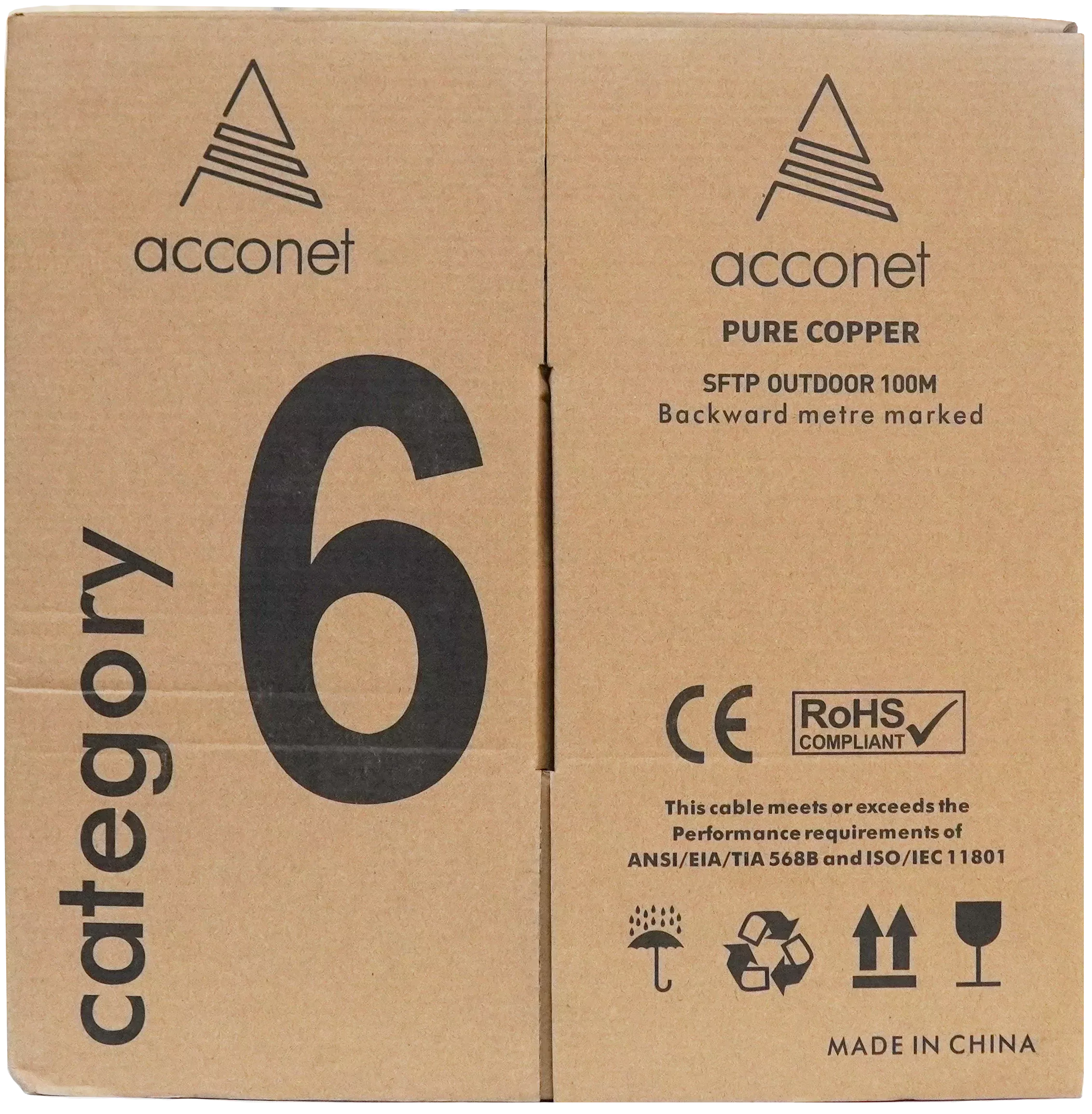 ACCONET CAT6 UV OUTDOOR ETHERNET CABLE 100M BLACK SOLID CORE SF/TP PULL BOX | CAT6U-100-SC - Image 4