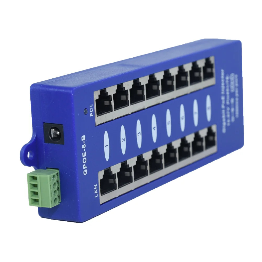 PASSIVE POE INJECTOR HUB, 8 PORT, GIGABIT, BLUE - Image 4