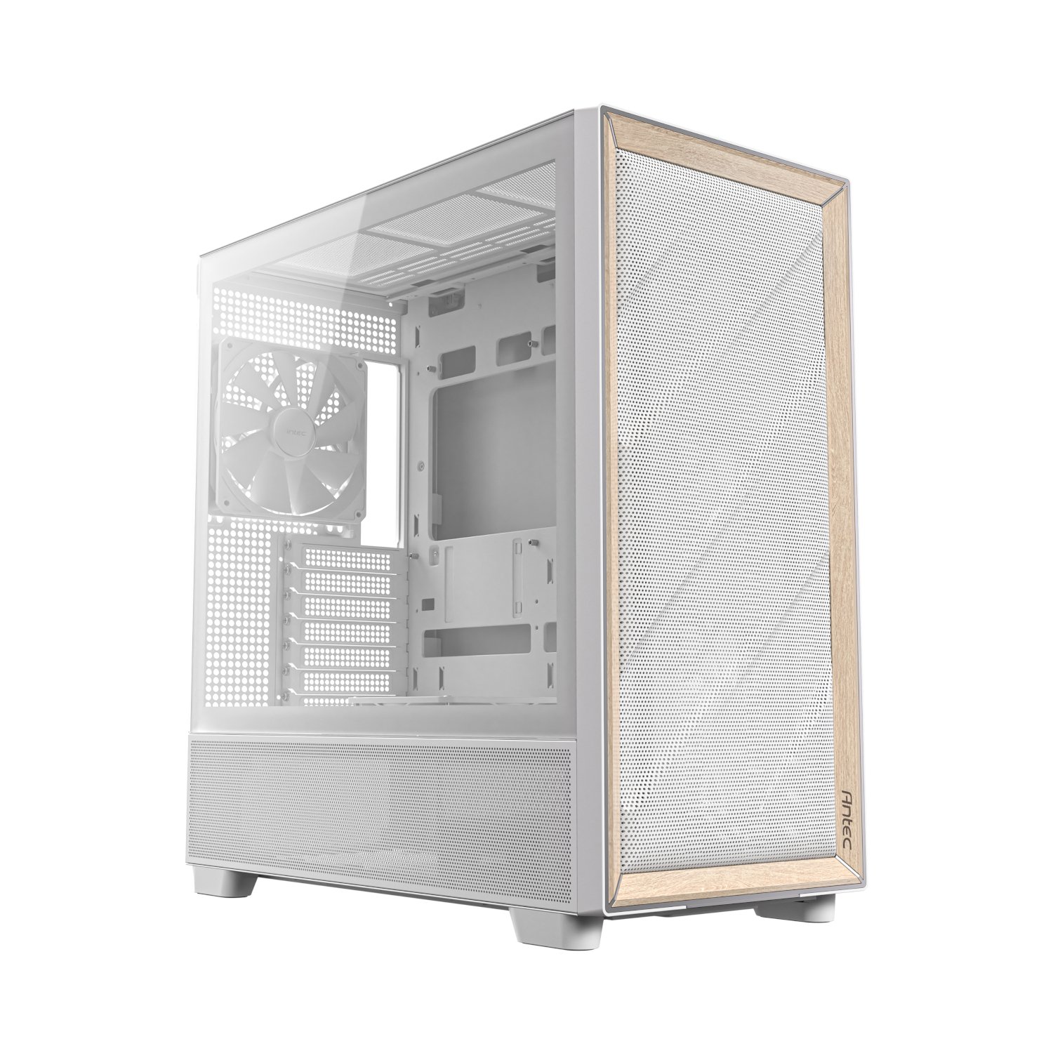 Antec Antec FLUX Mid-Tower E-ATX Gaming Chassis Wood Front Panel - White (FLUX W) – product image