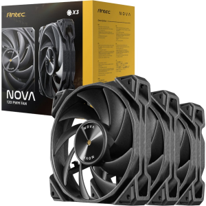 Antec Antec NOVA 120 PWM Fan 3 Pack with Speed Controller - Black (NOVA 120 3PK) – product image