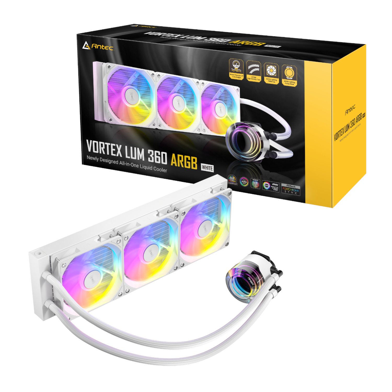 Antec Antec VORTEX LUM 360 ARGB AIO CPU Liquid Cooler - White (VORTEX LUM 360 ARGB W) – product image