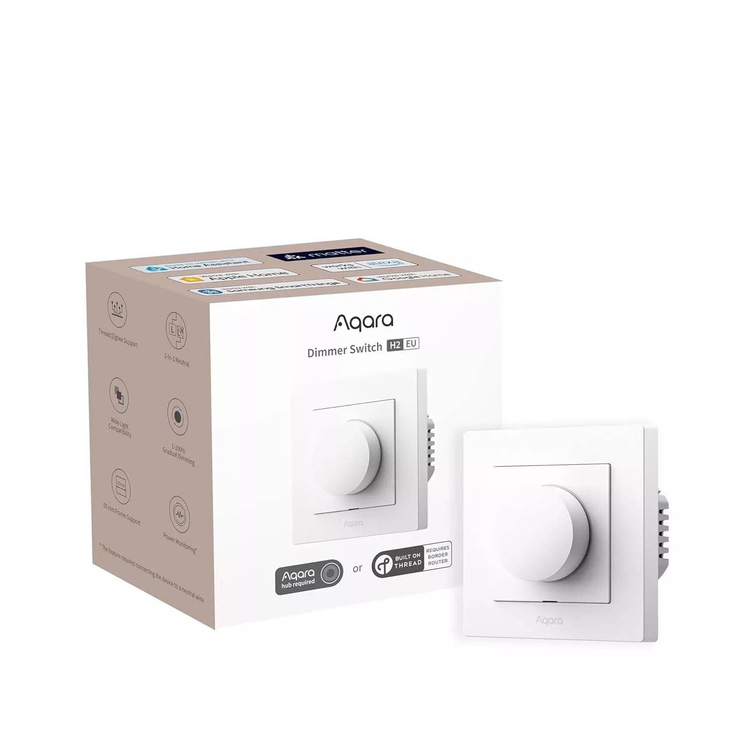 AQARA DIMMER SWITCH H2 EU 2 IN 1 WITH NEUTRAL & NO NEUTRAL (WHITE) | AQ-CTRL-DIM-SW-WALL-W - Image 3