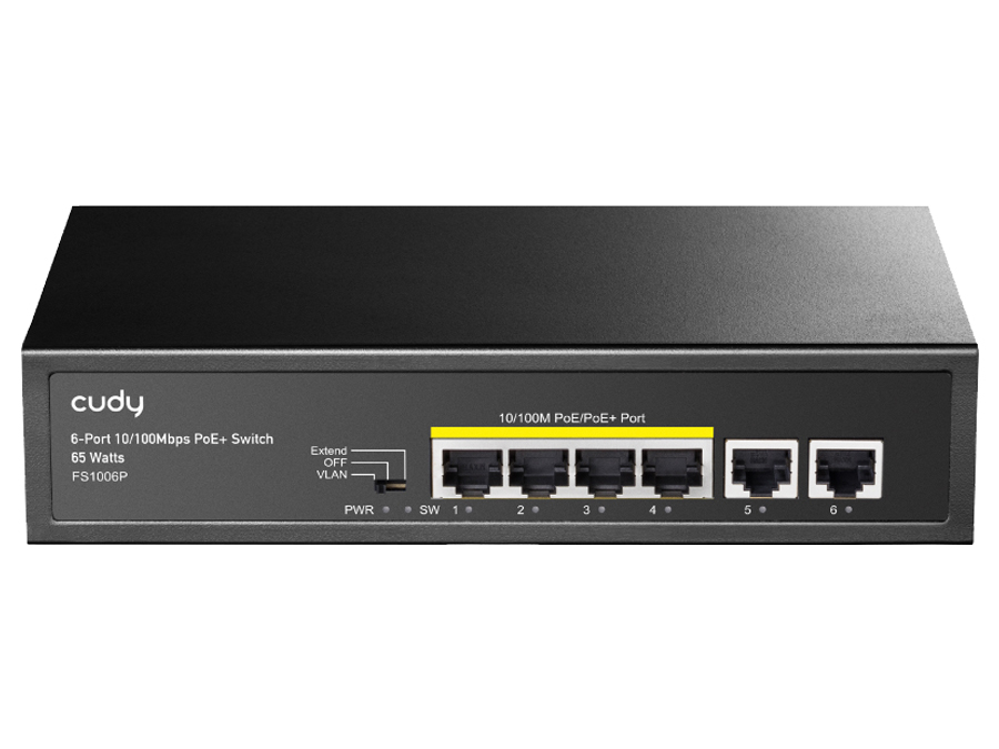 Cudy 6 Port Fast Ethernet 4 PoE 60W Switch | FS1006P – product image
