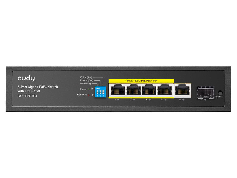 Cudy 5 Port Gigabit 4 PoE 120W 1SFP Switch | GS1005PTS1 – product image