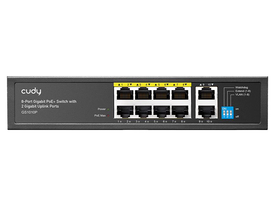 Cudy 10 Port Gigabit 8 PoE 100W PoE Switch | GS1010P – product image
