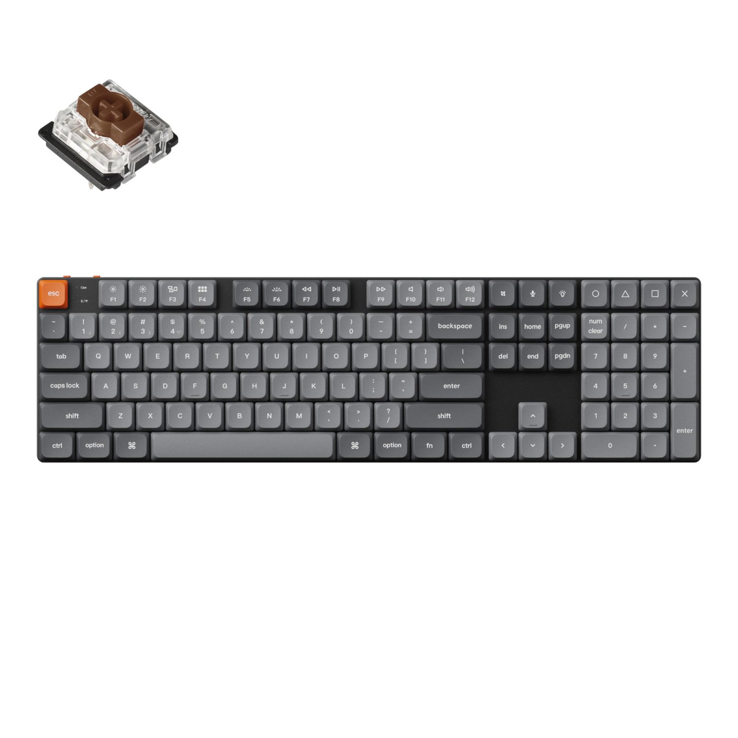 Keychron K5 Max QMK/VIA Full-sized Wireless Custom Mechanical Keyboard | BROWN Switches (K5M-H3) – product image