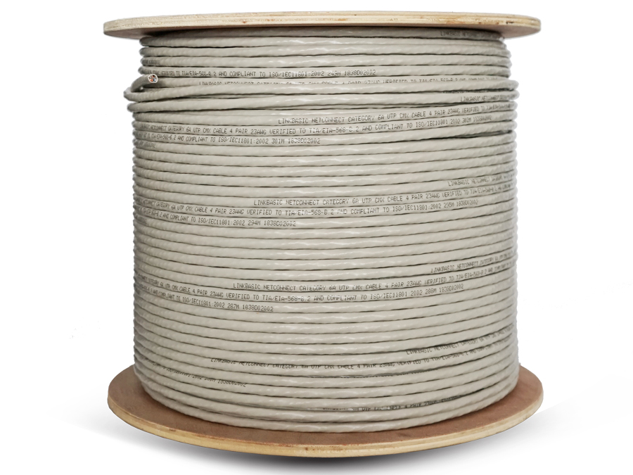 Linkbasic 305m Drum Cat6a Solid Grey UTP Cable – product image