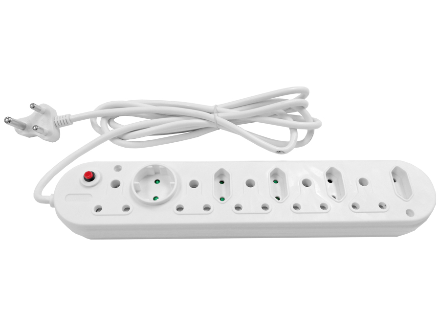 Multi Plug 5x16A 5x5A 3m Cord White – product image