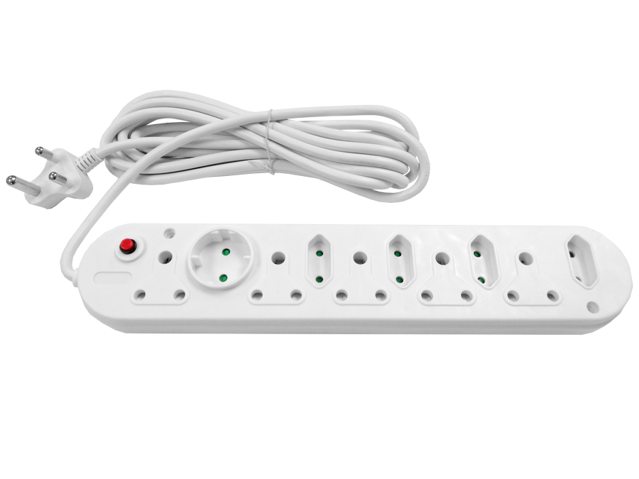 Multi Plug 5x16A 5x5A 5m Cord White – product image