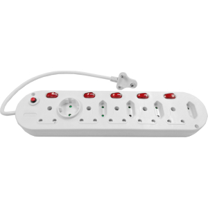 Multi Plug 5x16A 5x5A 0.5m Cord Switched White – product image