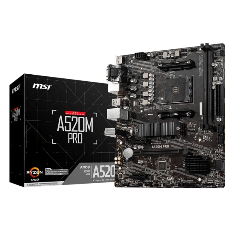 MSI MSI A520M-PRO AMD AM4 MATX Gaming Motherboard (A520M-PRO) – product image
