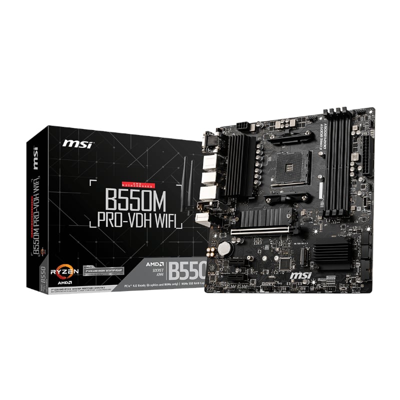 MSI MSI B550M PRO-VDH WIFI AMD AM4 MATX Gaming Motherboard (B550MPRO-VDHWIFI) – product image