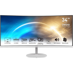 MSI MSI PRO MP341CQ Professional Monitor 3440x1440 (UWQHD) VA 1ms 100Hz HDMI White (PROMP341CQW) – product image