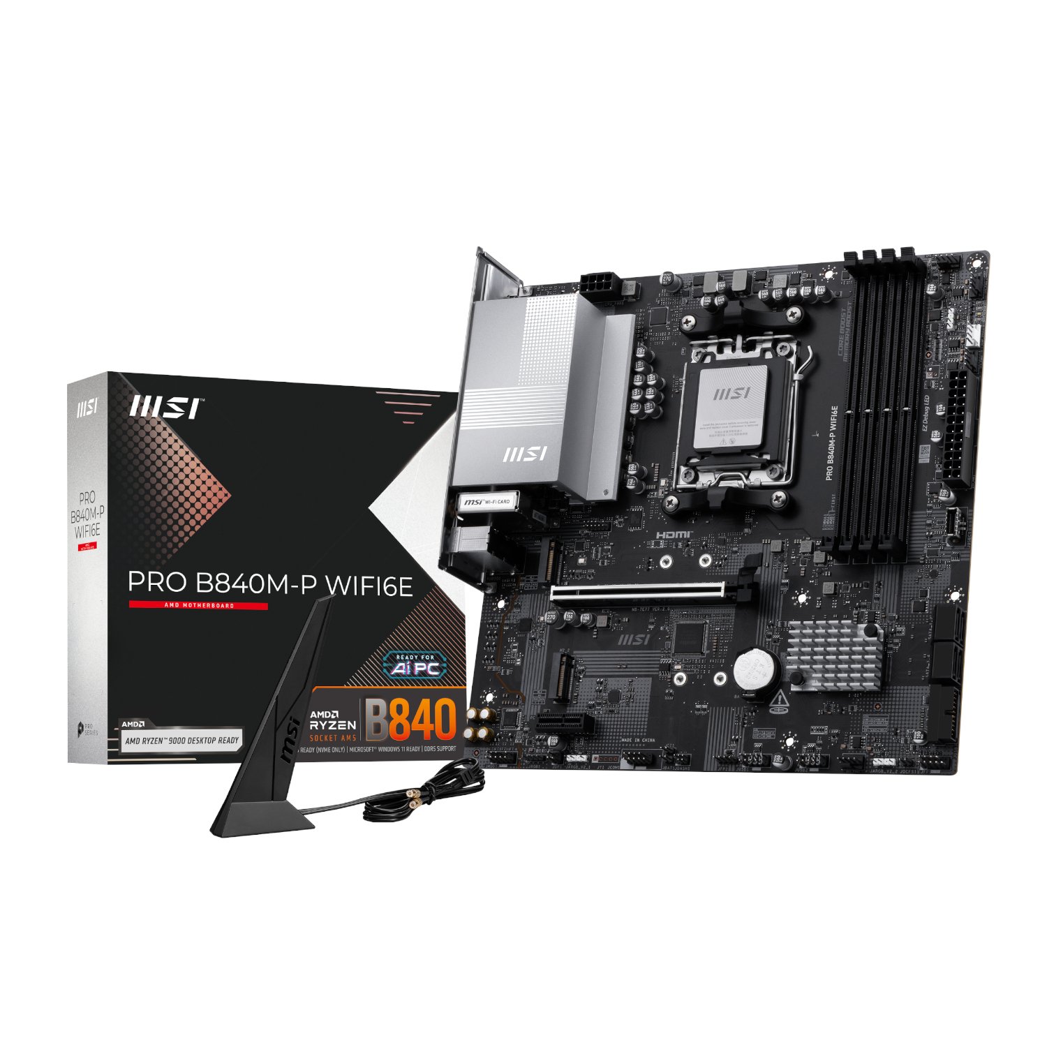 MSI PRO B840M-P Wi-Fi 6E AMD AM5 MATX Gaming Motherboard (PROB840M-PWIFI6E) – product image