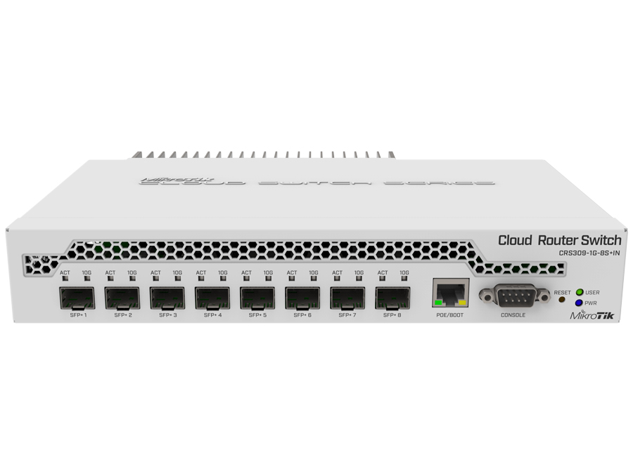 MikroTik Cloud Router Switch 8 Port SFP+ with PoE Input | CRS309-1G-8S+IN – product image