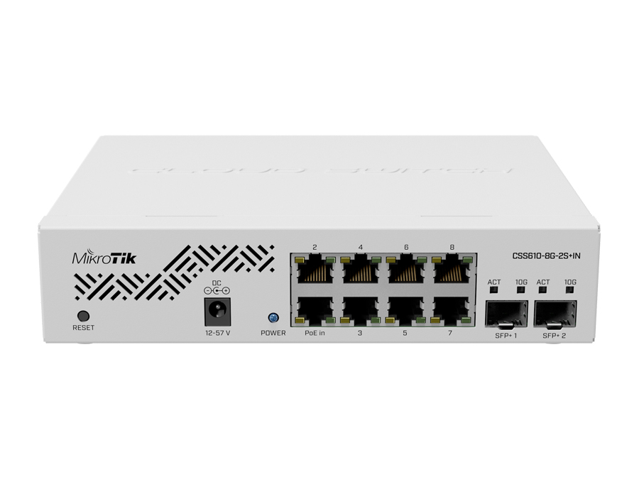 MikroTik SwOS Lite Cloud Smart Switch 8 Port Gigabit 2SFP+ PoE Input | CSS610-8G-2S+IN – product image