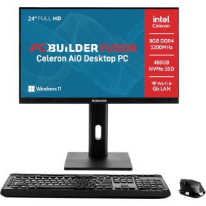 PCBuilder PCBuilder FUSION 24″ Intel Celeron G6900 Windows 11 AiO Desktop PC (PCB-AIO-FIB24-CEL8480) – product image