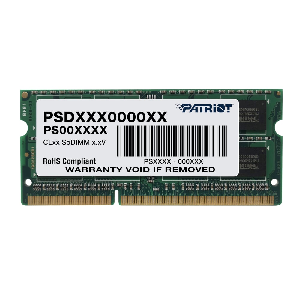 Patriot Patriot Signature Line 4GB 1600MHz DDR3 Dual Rank SODIMM Notebook Memory (PSD34G16002S) – product image