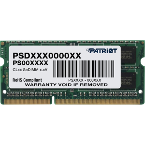 Patriot Patriot Signature Line 8GB 1600MHz DDR3 Dual Rank SODIMM Notebook Memory (PSD38G16002S) – product image