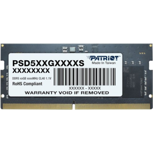 Patriot Patriot Signature Line DDR5 16GB 4800MHz Single Rank SODIMM Notebook Memory (PSD516G480081S) – product image