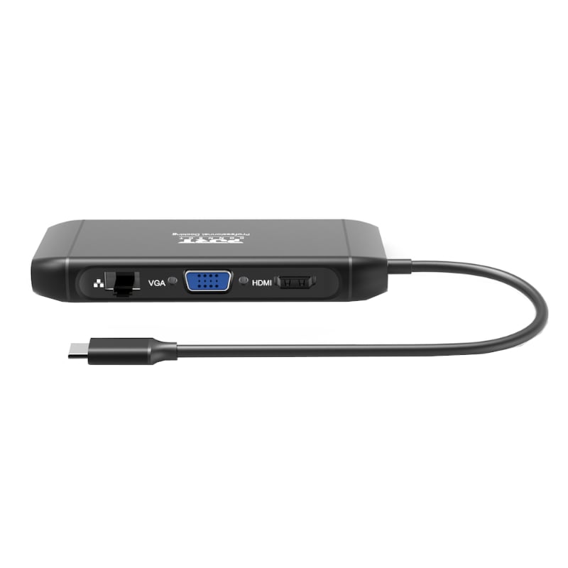 Port Port USB Type-C 4 x USB3.1|1 x Aux|Micro+SD Card Reader|1 x RJ45|1 x HDMI|1 x VGA|1 x Type-C PD Dock 100W - Black (901913) – product image