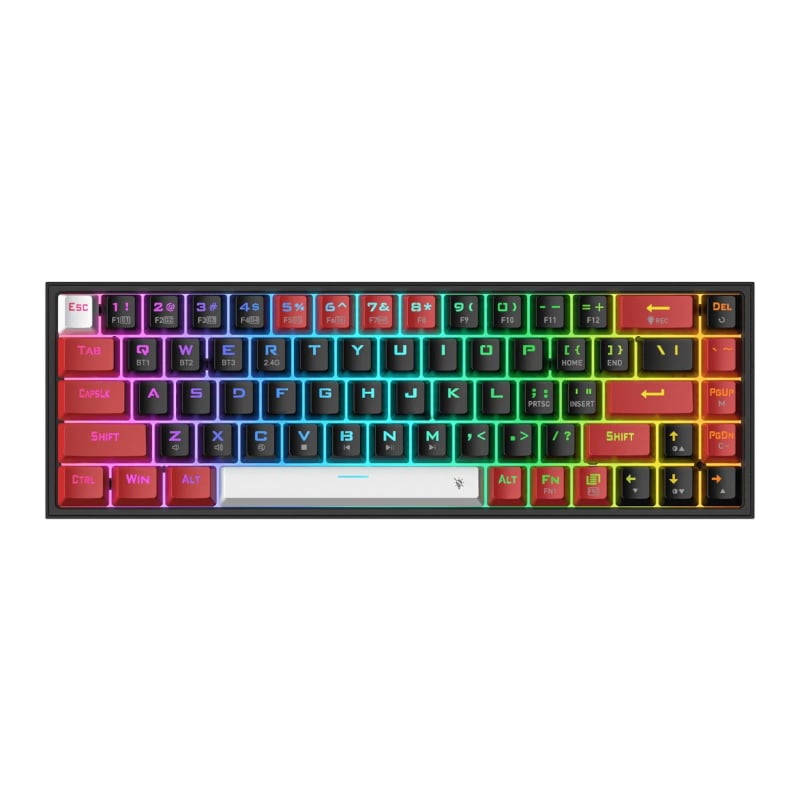 REDRAGON Castor Pro 68Key Wireless Red|Black|White KeyCap Bluetooth RGB Red Switch - Black|Red (RD-K631RGB-PRO-BRW) – product image