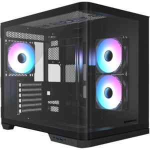 Raidmax Raidmax I630 ATX | Micro-ATX | ITX ARGB Mid-Tower Dual Chamber Curved Glass Gaming Chassis - Black (I630) – product image