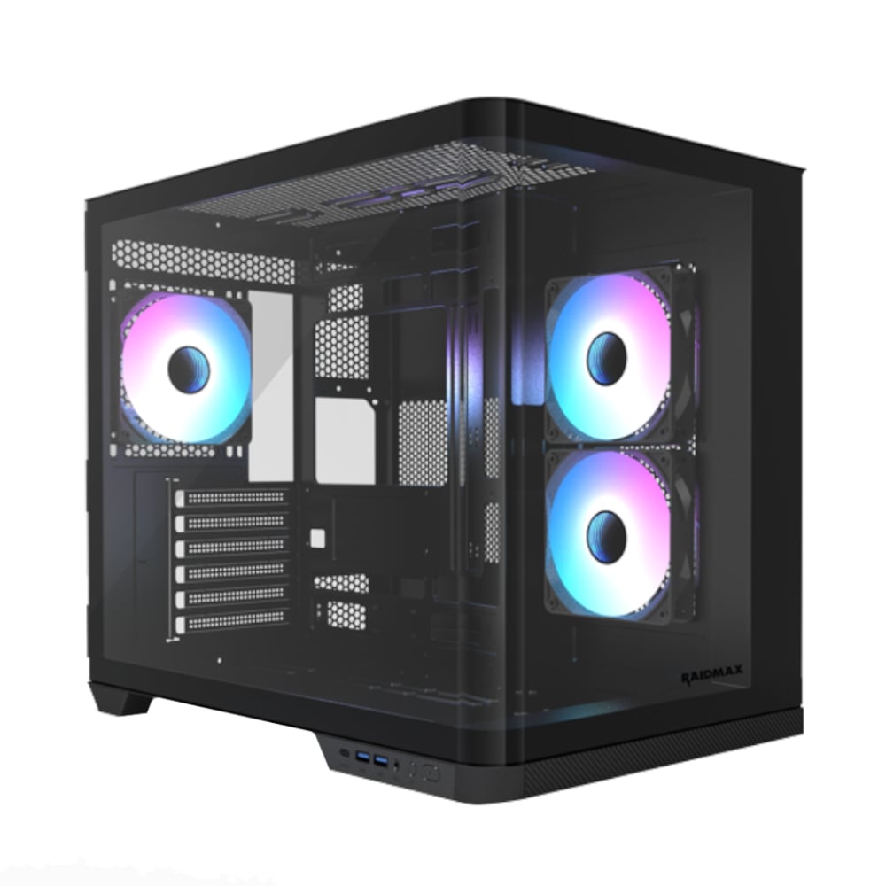 Raidmax Raidmax I630 ATX | Micro-ATX | ITX ARGB Mid-Tower Dual Chamber Curved Glass Gaming Chassis - Black (I630) – product image