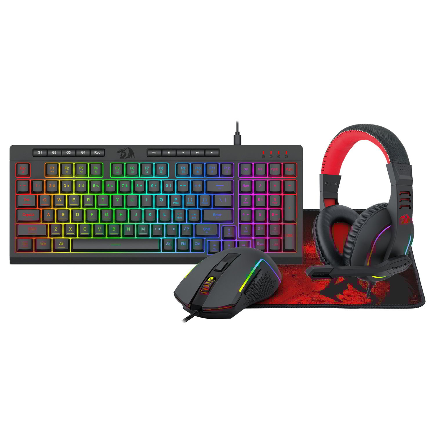 Redragon Redragon 4-in-1 Keyboard | Mouse | Mousepad | RGB Headset Gaming Combo (RD-S148) – product image