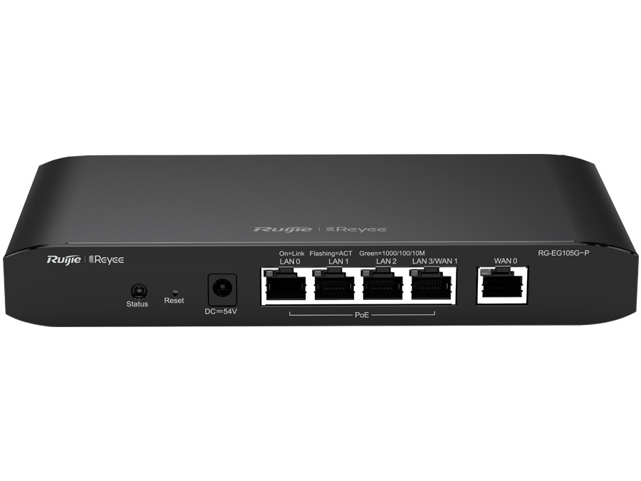Reyee 5 Port Gigabit 2 WAN 4 PoE 54W Cloud Router | RG-EG105G-P – product image