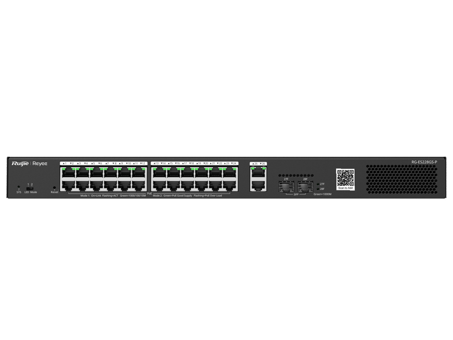 Reyee 26 Port Gigabit with 24 PoE 370W 2SFP Smart Managed Switch | RG-ES228GS-P – product image