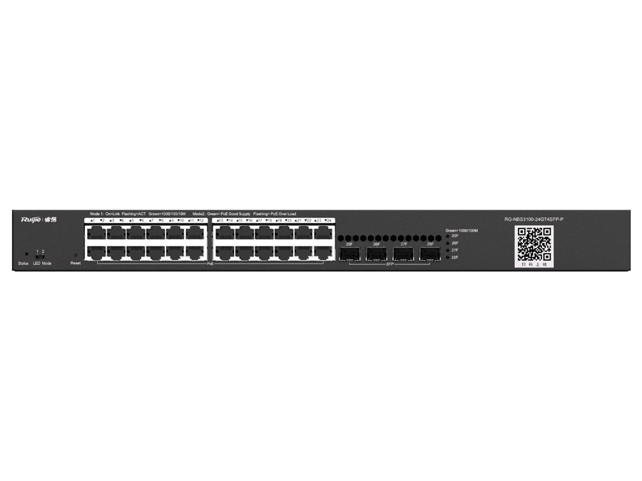 Reyee 24 Port Gigabit PoE 370W 4SFP Layer 2+ Smart Managed Switch | RG-NBS3100-24GT4SFP-P-V2 – product image