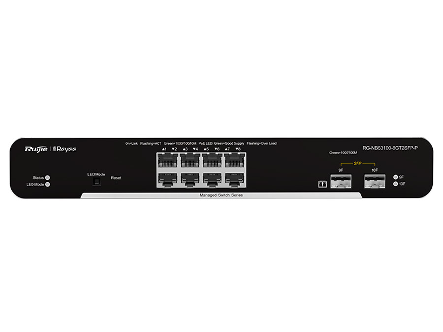 Reyee 8 Port Gigabit PoE 125W 2SFP Layer 2+ Smart Managed Switch | RG-NBS3100-8GT2SFP-P-V2 – product image