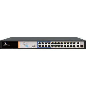 Scoop 24 Port Fast Ethernet PoE 250W 2 Gigabit 1SFP Switch – product image