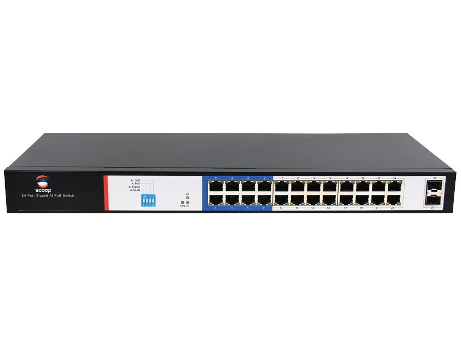 Scoop 24 Port Gigabit PoE 250W 2SFP Switch – product image