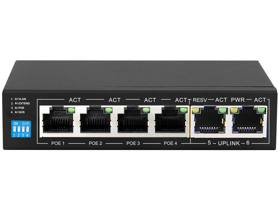 Scoop 6 Port Fast Ethernet 4 PoE 60W Switch – product image
