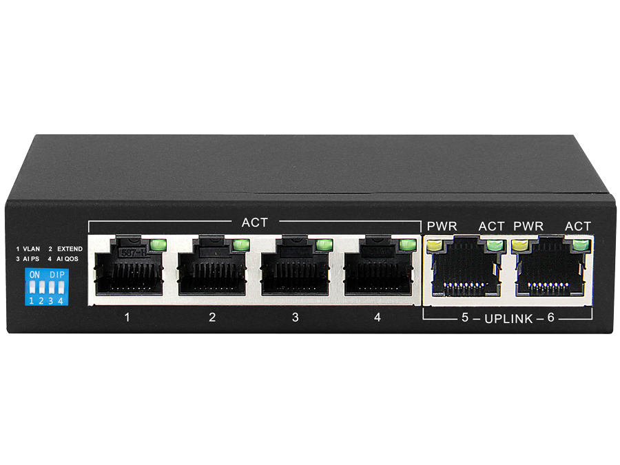 Scoop 6 Port Gigabit 4 PoE 60W Switch – product image