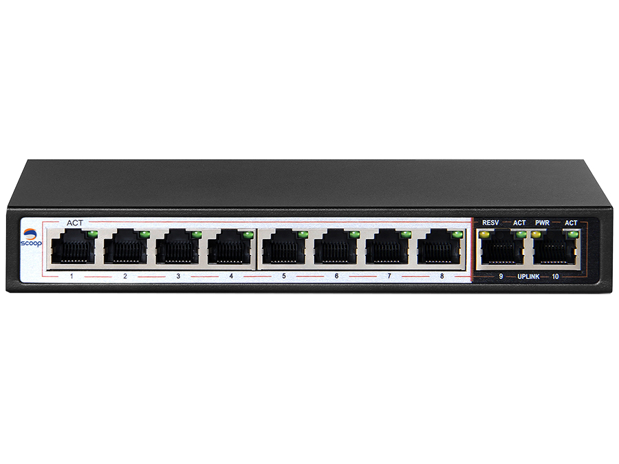 Scoop 10 Port Gigabit 8 PoE 96W Switch – product image