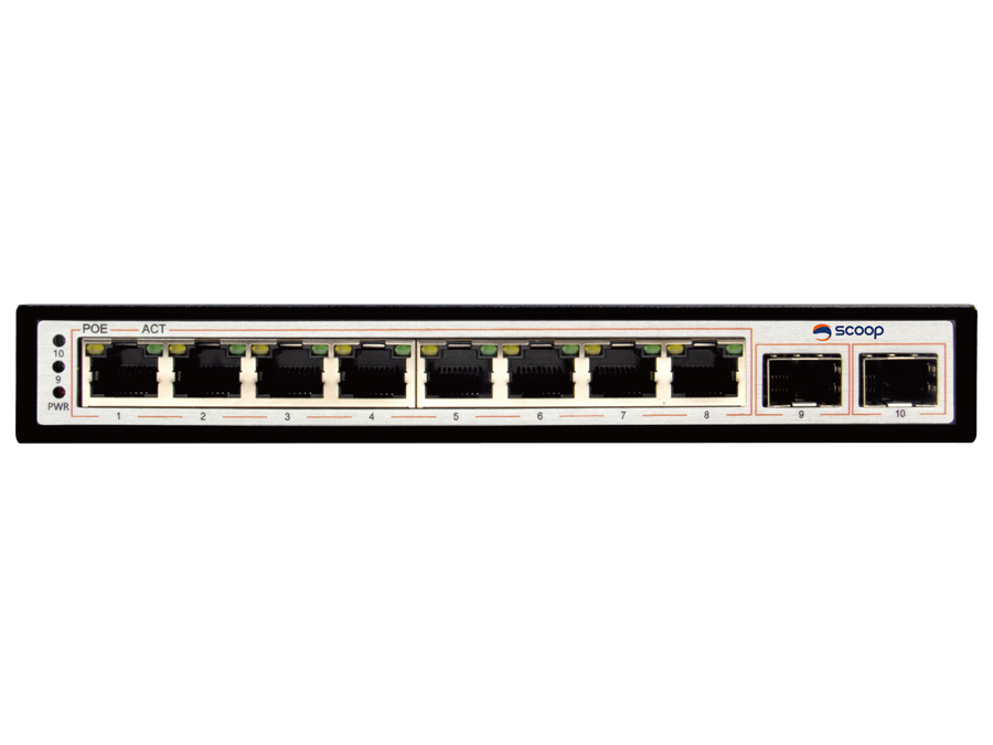 Scoop 8 Port Gigabit PoE 96W 2SFP Switch – product image