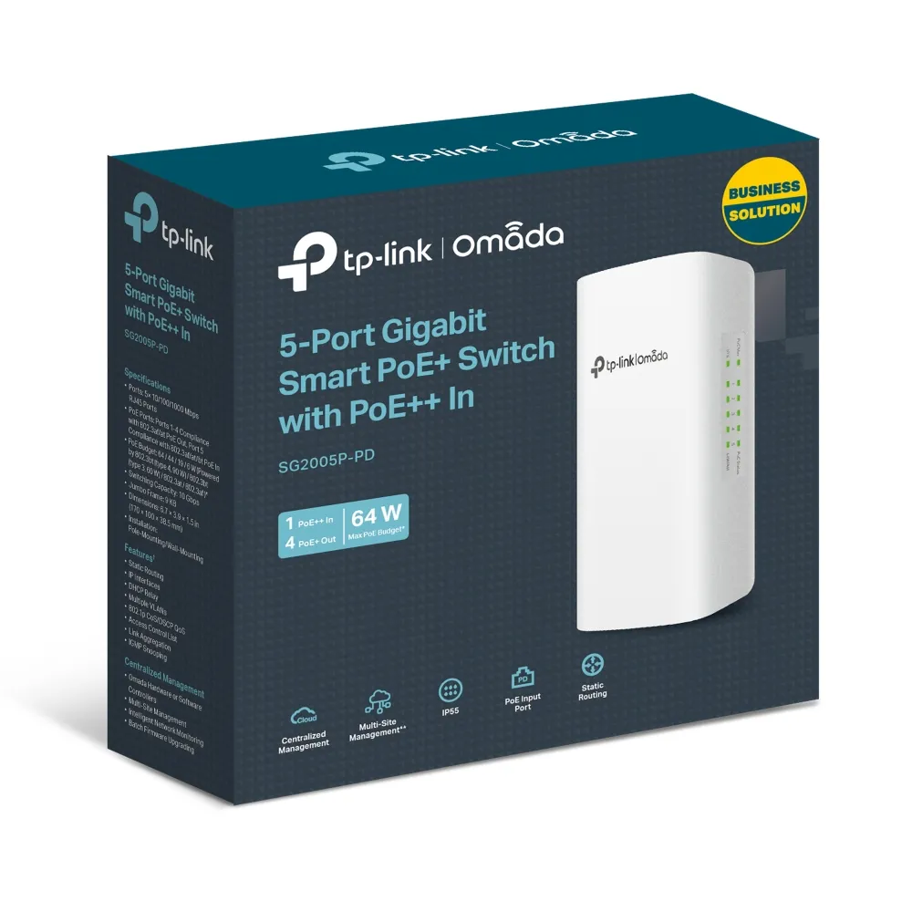 TP-LINK OMADA 5-PORT OUTDOOR GIGABIT SMART SWITCH WITH 1-PORT POE++ IN AND 4-PORT POE+ OUT - Image 6