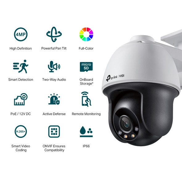 TP-LINK VIGI 4MP FULL COLOUR PAN/TILT IP NETWORK CAMERA - Image 3