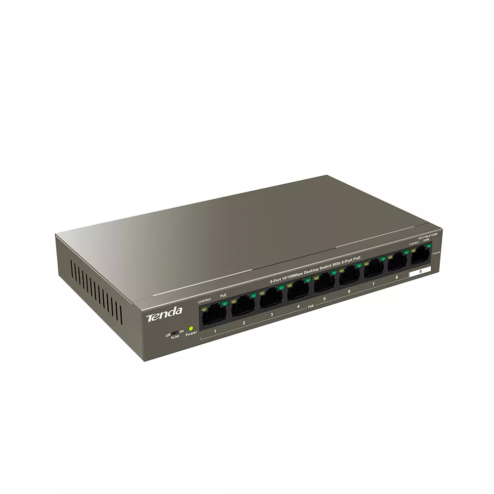 TENDA 9-PORT FAST ETHERNET DESKTOP SWITCH WITH 8-PORT POE | TEF1109P-8-102W - Image 4