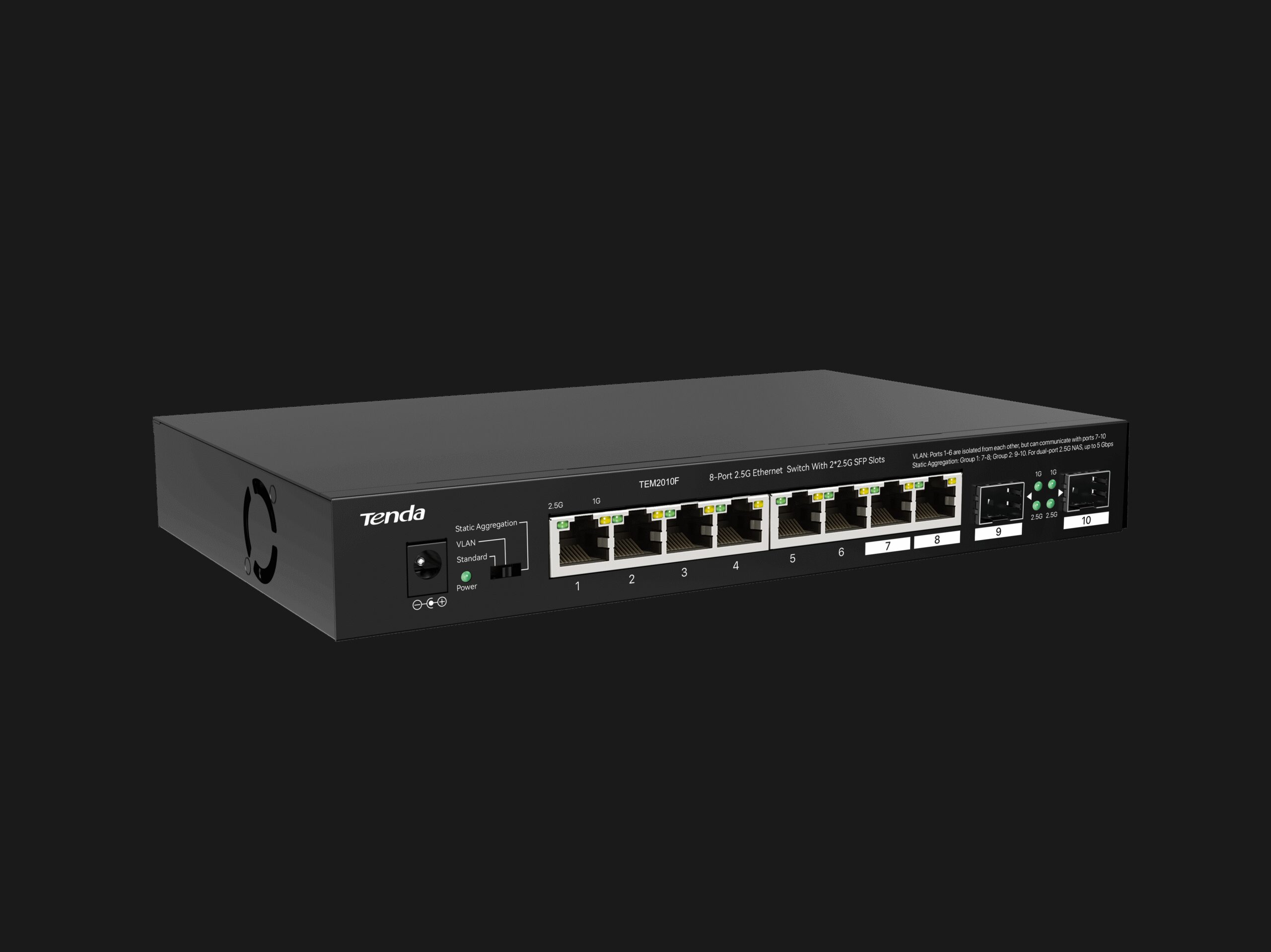 TENDA 8-PORT 2.5G ETHERNET SWITCH WITH 2X 2.5G SFP SLOTS | TEM2010F - Image 3