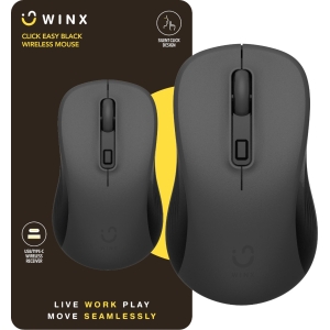 WINX CLICK Easy 1600DPI 2.4GHz Wireless Mouse - Black (WX-KB108) – product image