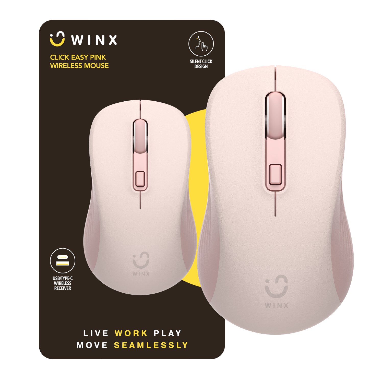 WINX WINX CLICK Easy 1600DPI 2.4GHz Wireless Mouse - Pink (WX-KB110) – product image
