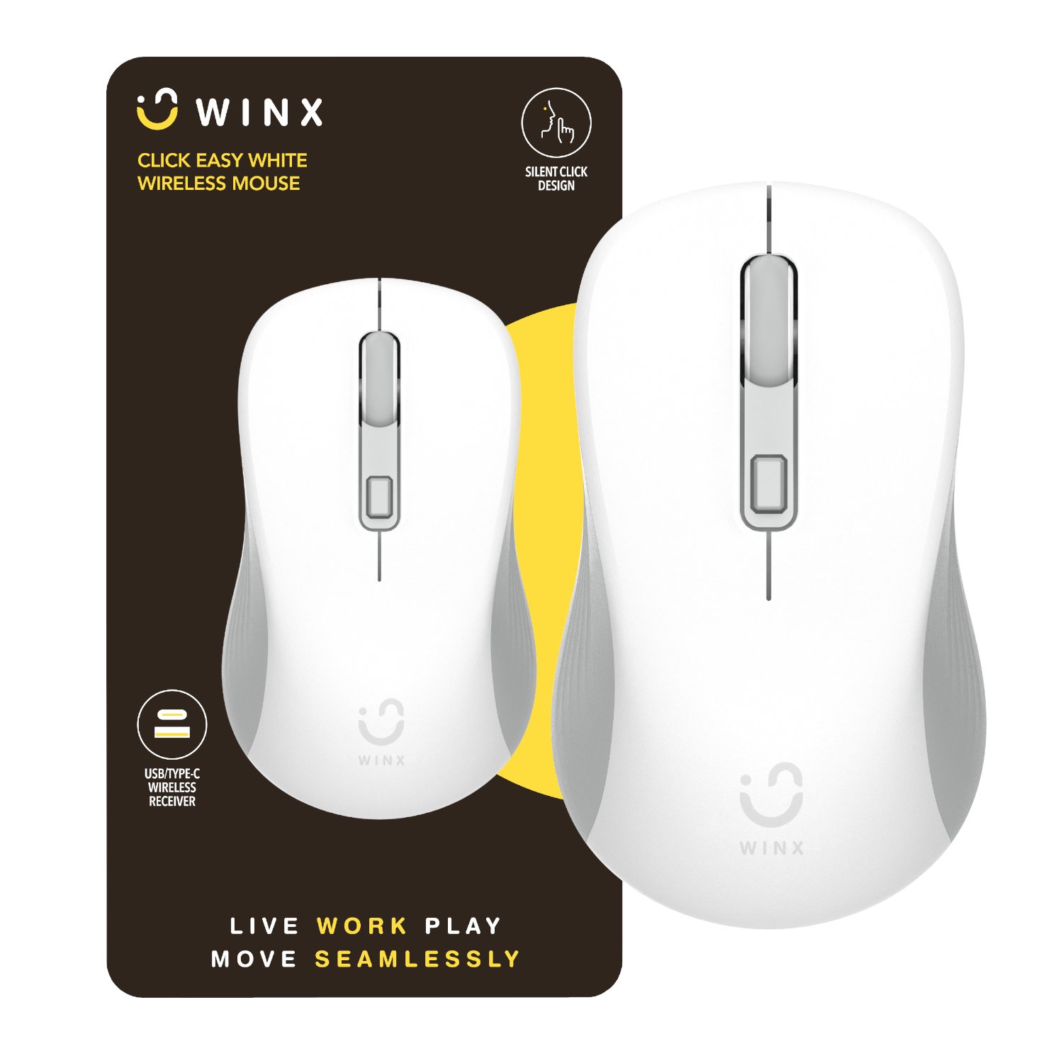 WINX WINX CLICK Easy 1600DPI 2.4GHz Wireless Mouse - White (WX-KB109) – product image