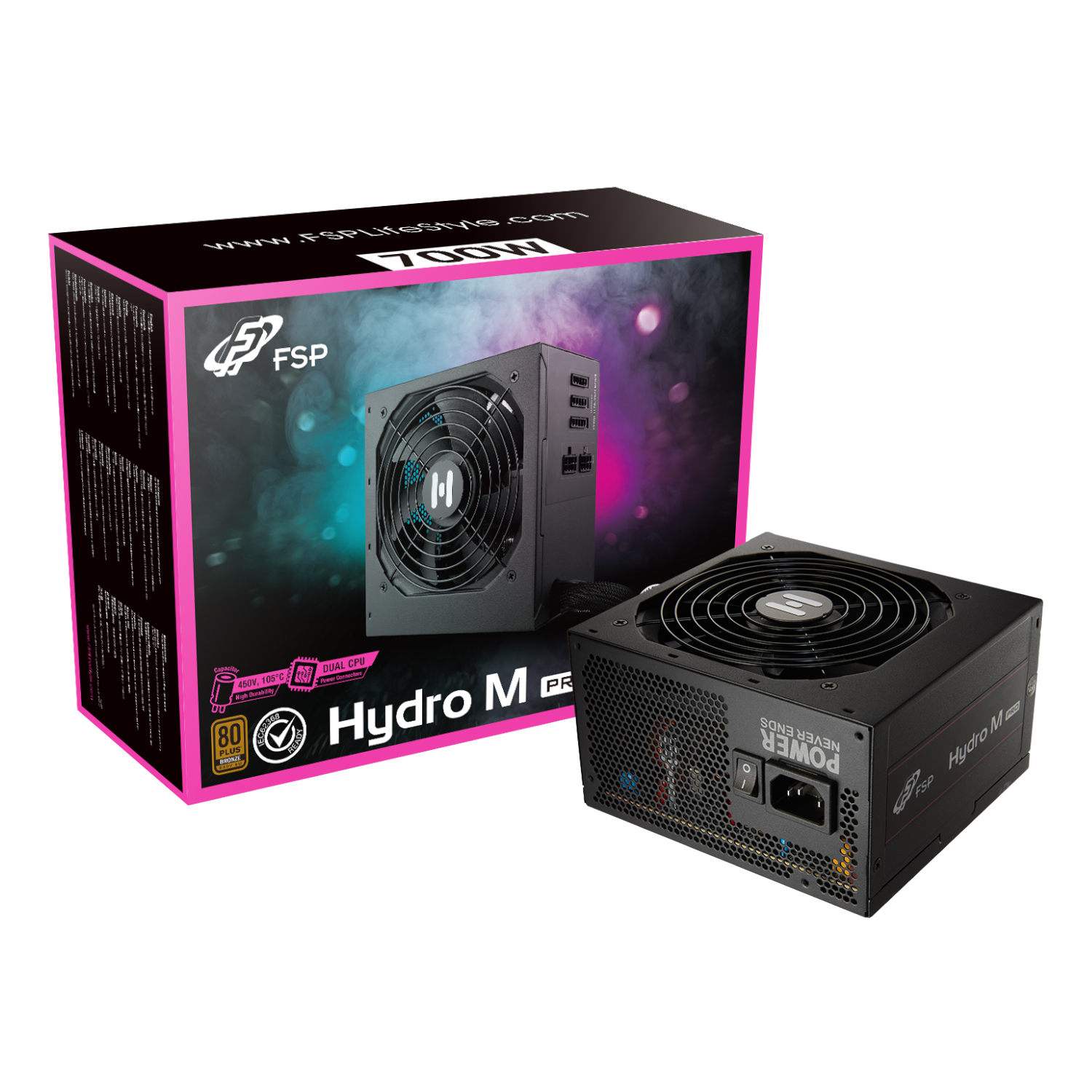 FSP Hydro M Pro 700W 80PLUS Bronze Gen5 Semi-modular Power Supply (HP2-700MGEN5) – product image